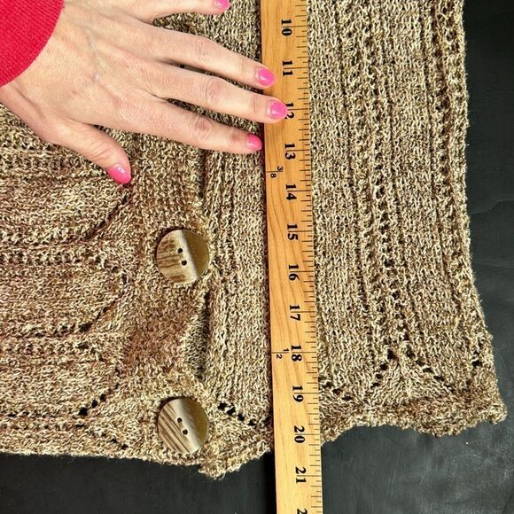 Parkhurst Women’s Medium Cardigan Sweater Jacket Tan Brown Neutral Artsy Boho - Picture 10 of 10